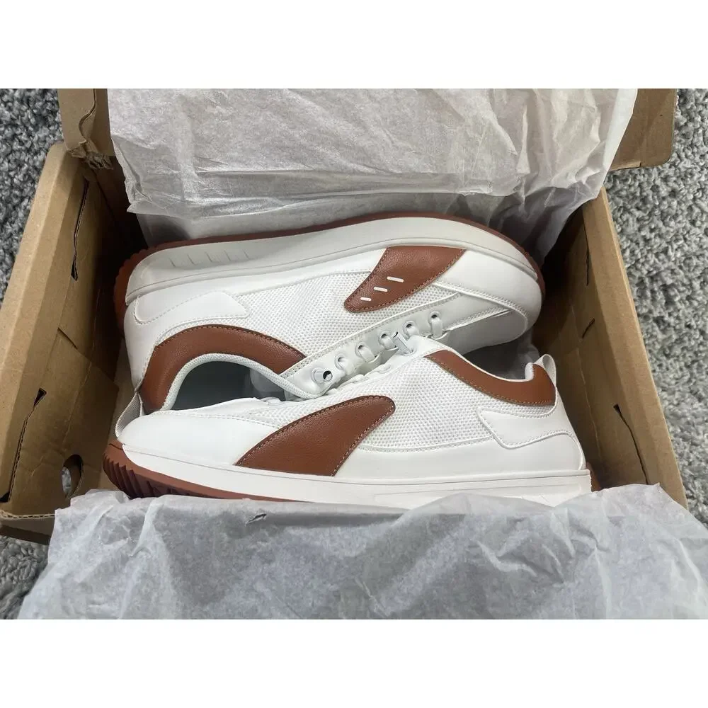 Mens Artopeak Breathable Knit Shoes Casual Walking Sneakers White Brown Size 10